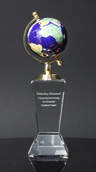 Blue Lapis Gemstone Globe with Optical Crystal 4D